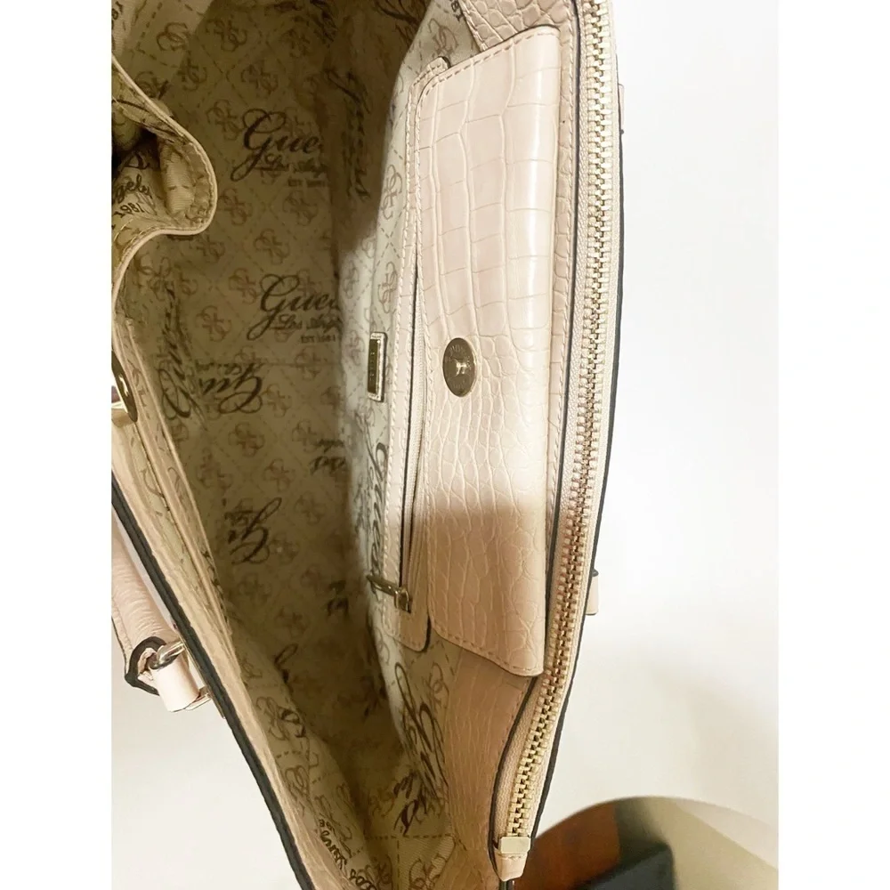 GUESS Croco Faux Leather Texture Tote Bag - Picture 14 of 16